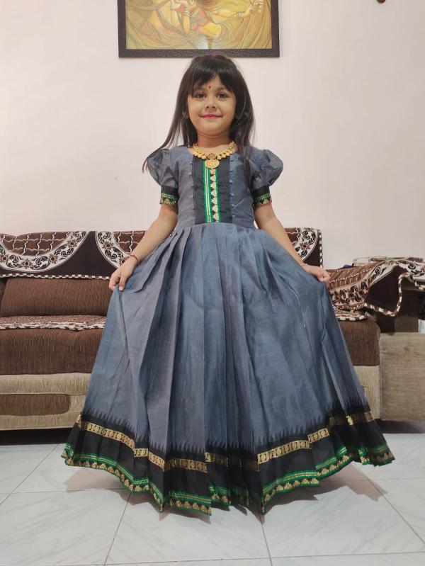Summer gown cottan  silk Gray Wholesale childrens clothing in Surat